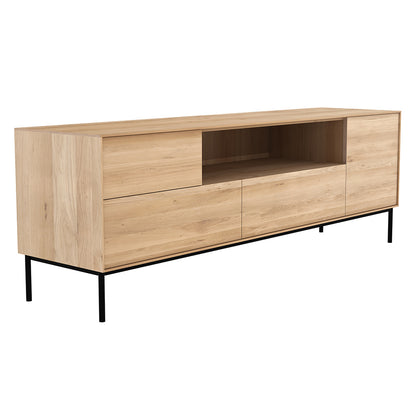 Oak Whitebird TV cupboard - 1 door - 1 flip-down door - 2 drawers