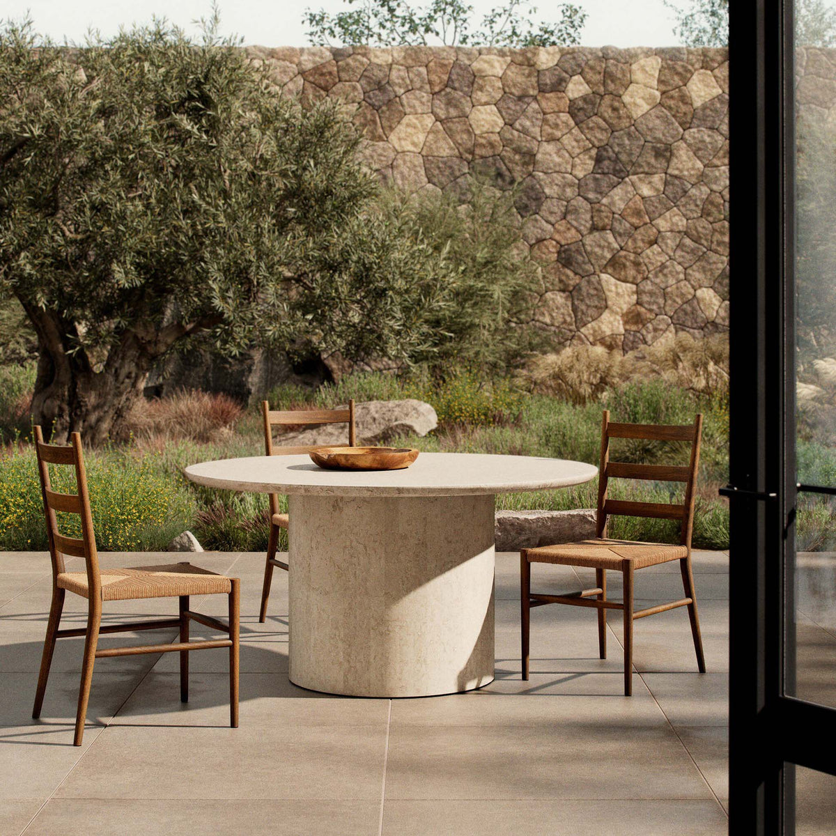 Oakland Outdoor Dining Table - Outdoor Cream Marble