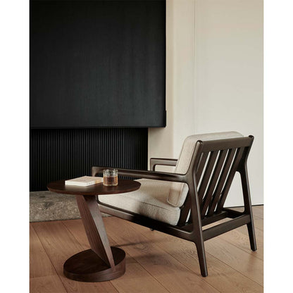 Oblic Round Side Table - Brown Teak
