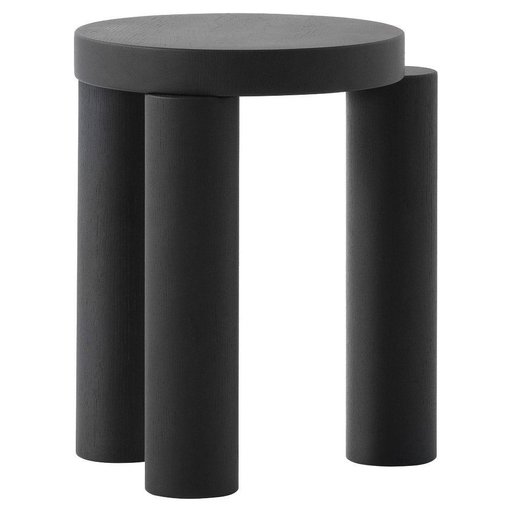 Offset Stool Side Table - Black