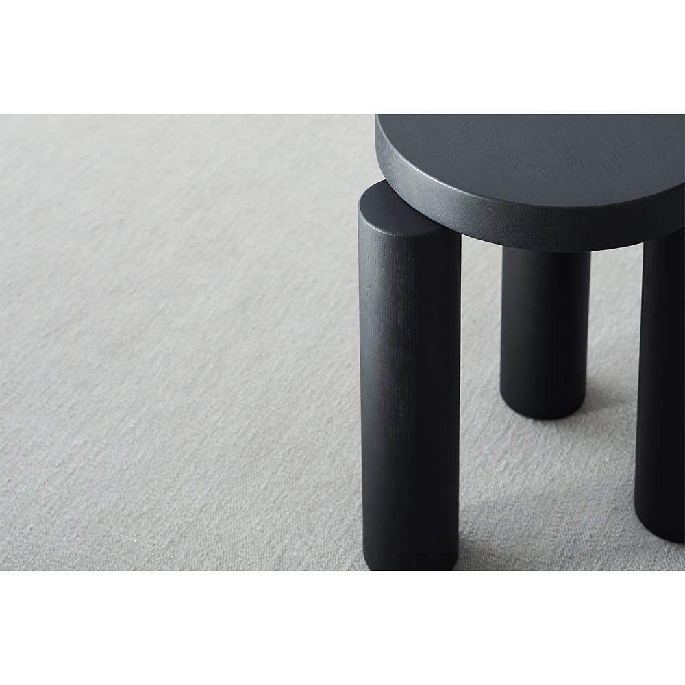 Offset Stool Side Table - Black