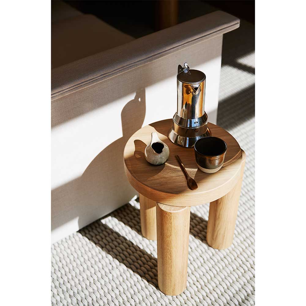 Offset Stool Side Table - Black