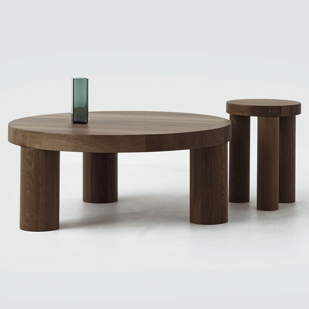 Offset Stool Side Table - Umber
