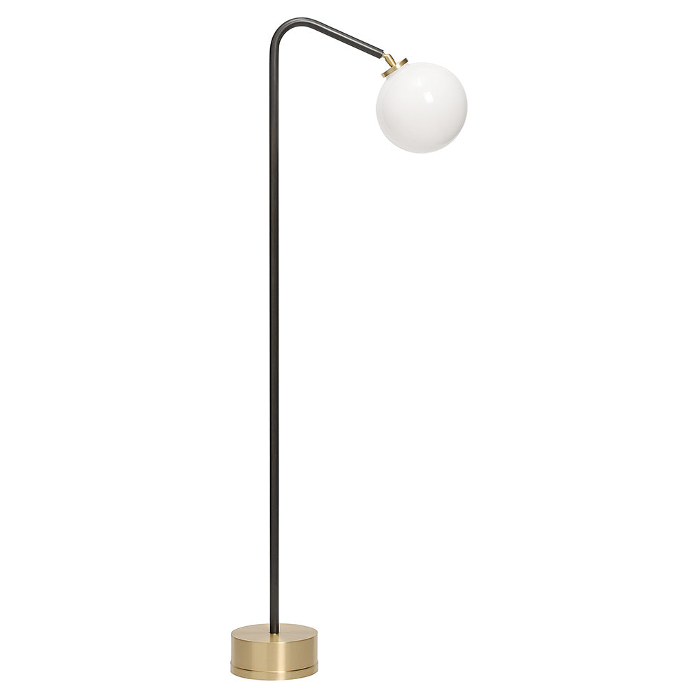 Oscar Floor Lamp - Bronze, Satin Brass, Opal Glass Shade