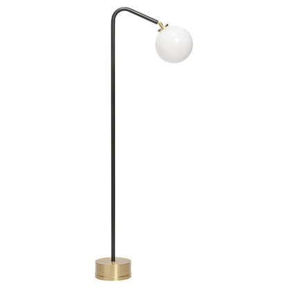 Oscar Floor Lamp - Bronze, Satin Brass, Opal Glass Shade