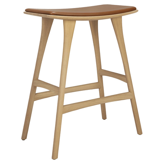 Osso Counter Stool - Oak, Cognac Leather