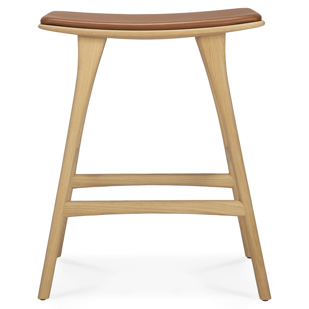Osso Counter Stool - Oak, Cognac Leather