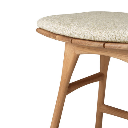 Osso Outdoor Stool - Teak, Natural Cushion