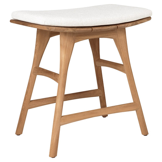 Osso Outdoor Stool - Teak, Off White Cushion