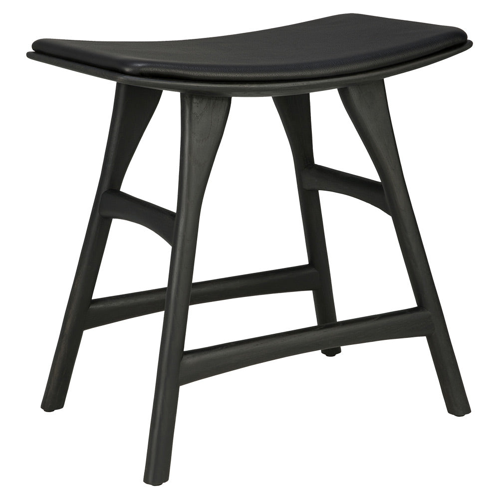 Osso Stool - Black Oak, Black Leather