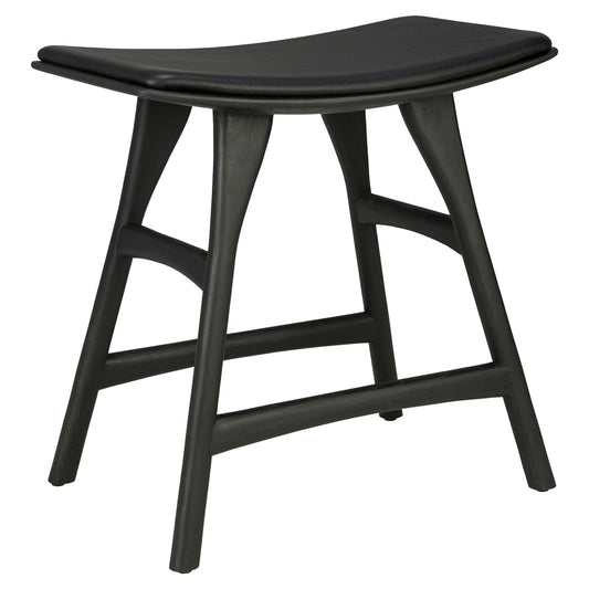 Osso Stool - Black Oak, Black Leather