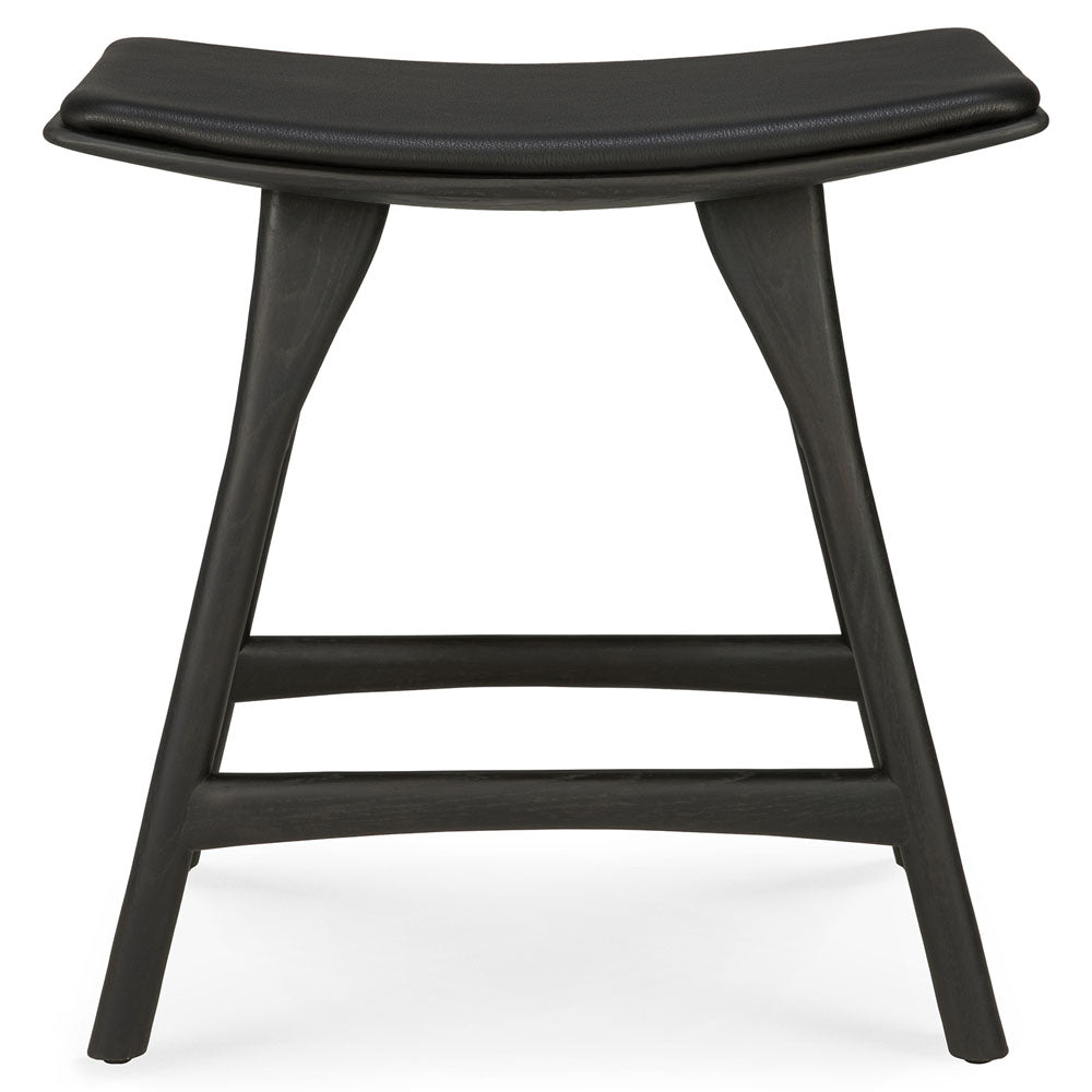 Osso Stool - Black Oak, Black Leather
