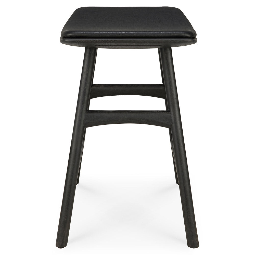 Osso Stool - Black Oak, Black Leather