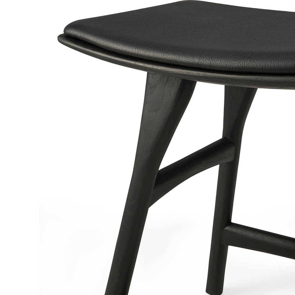 Osso Stool - Black Oak, Black Leather