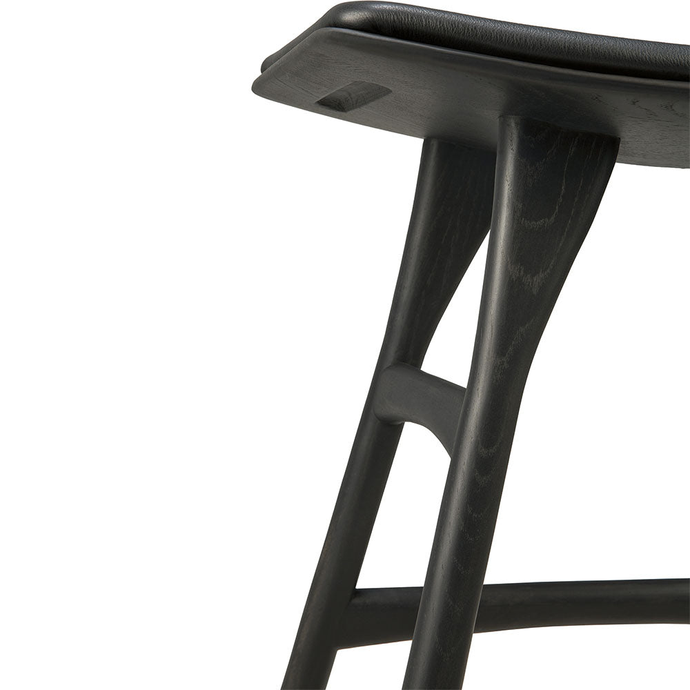 Osso Stool - Black Oak, Black Leather