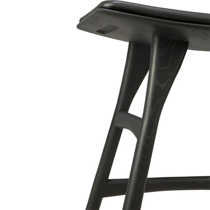 Osso Stool - Black Oak, Black Leather