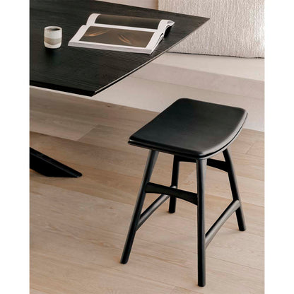 Osso Stool - Black Oak, Black Leather
