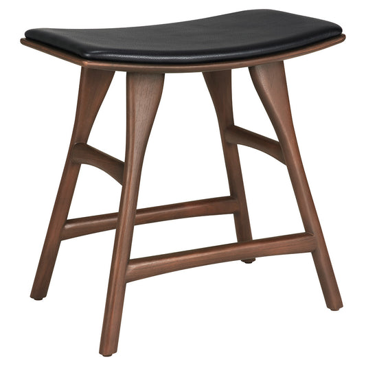 Osso Stool - Black Teak, Black Leather