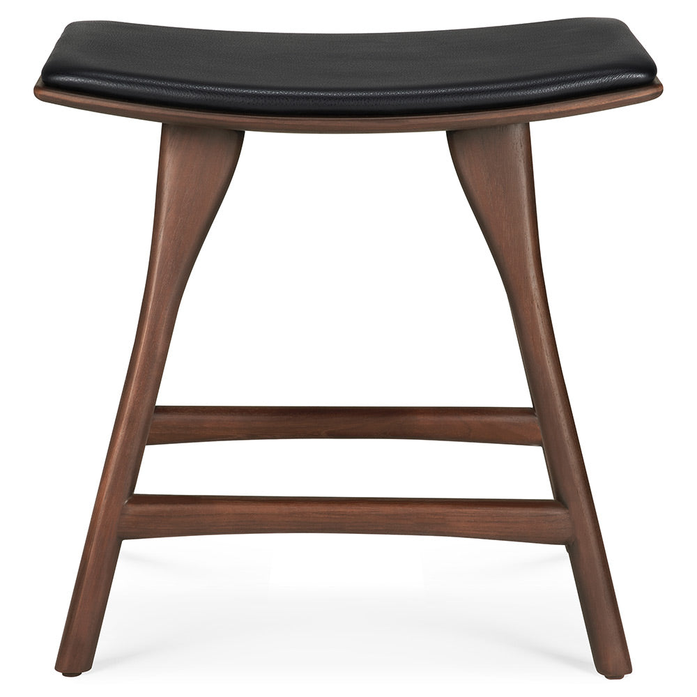 Osso Stool - Black Teak, Black Leather