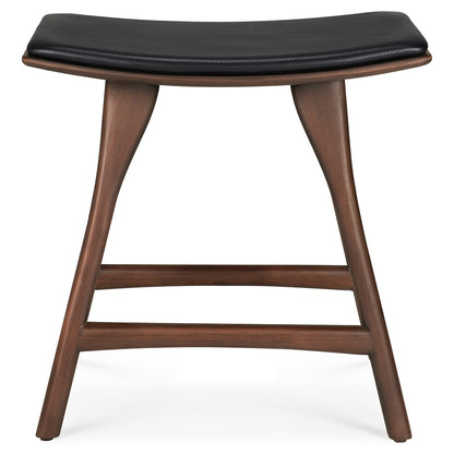 Osso Stool - Black Teak, Black Leather