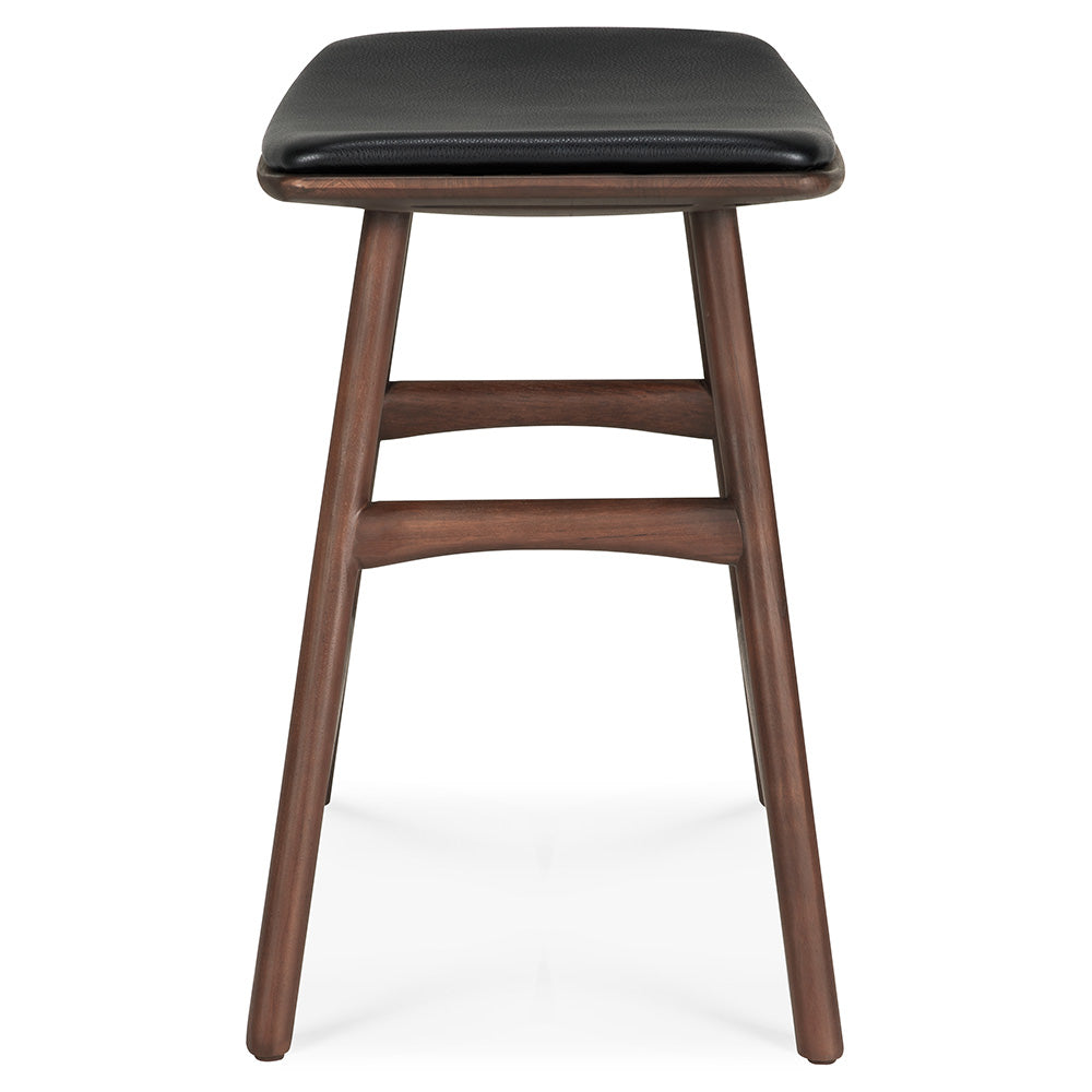 Osso Stool - Black Teak, Black Leather