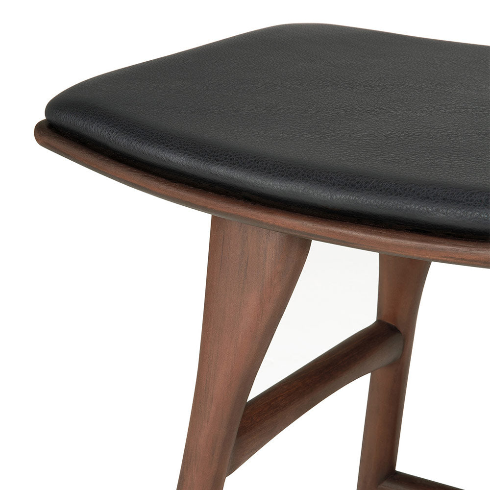 Osso Stool - Black Teak, Black Leather