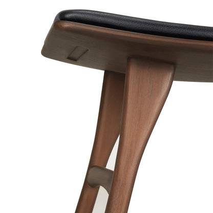 Osso Stool - Black Teak, Black Leather