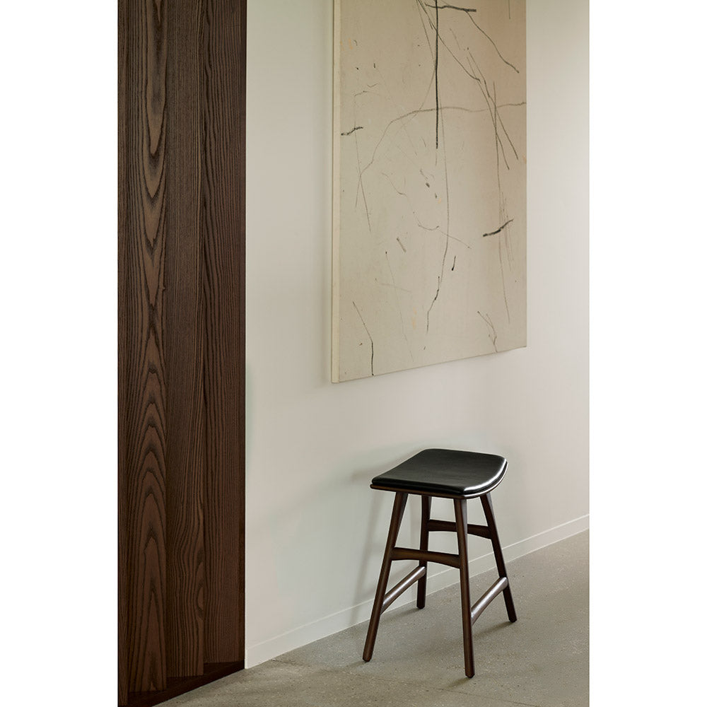 Osso Stool - Black Teak, Black Leather