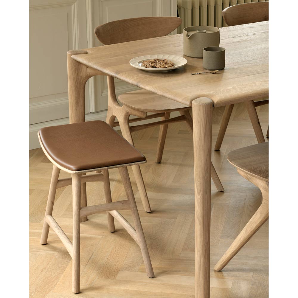Osso Stool - Oak, Cognac Leather