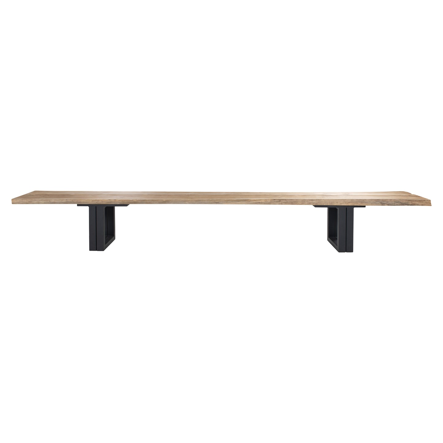 Otranto Rectangular Dining Table - Teak, Black Aluminum Base