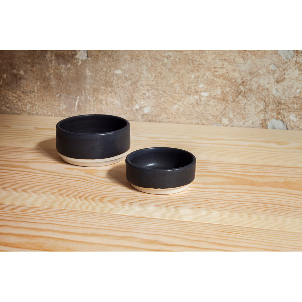 Otto Ceramic Bowls Set of Two - Black, Medium