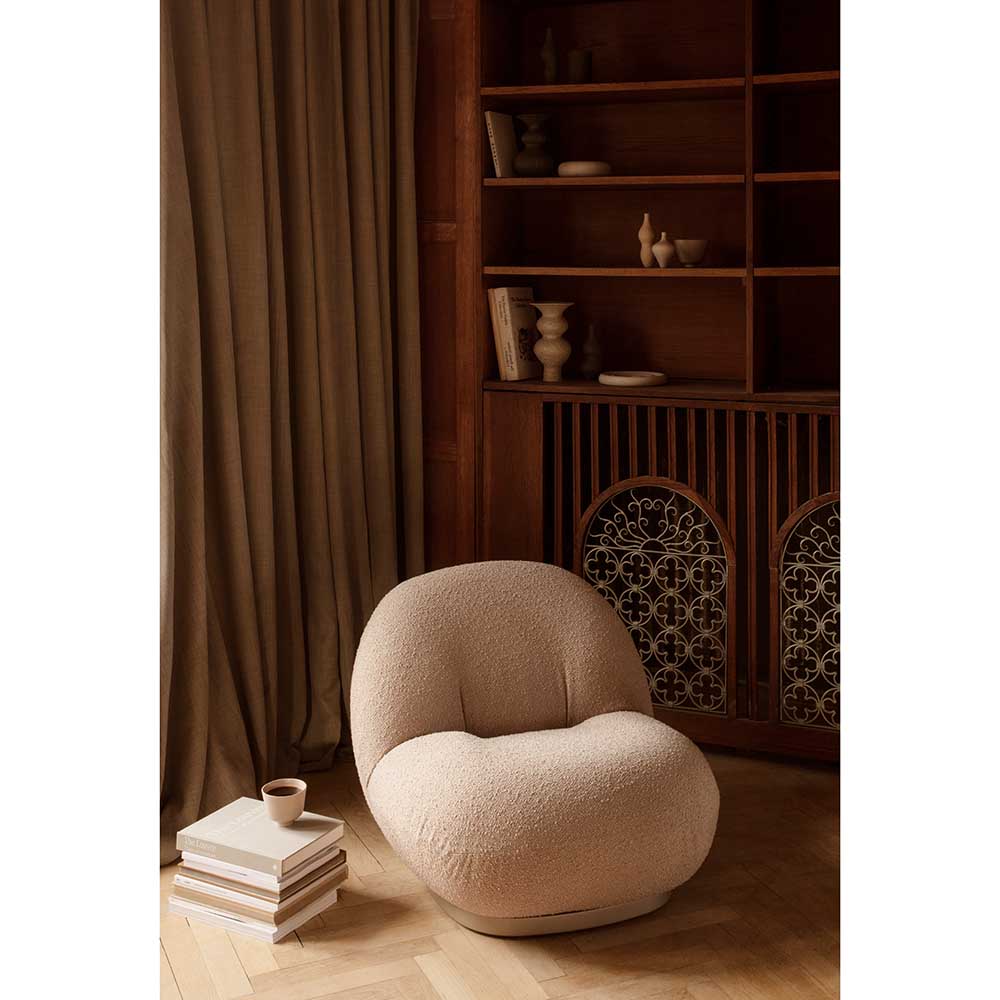 Quick Ship Pacha Lounge Chair - Harp 024, Pearl Gold Returning Swivel Base