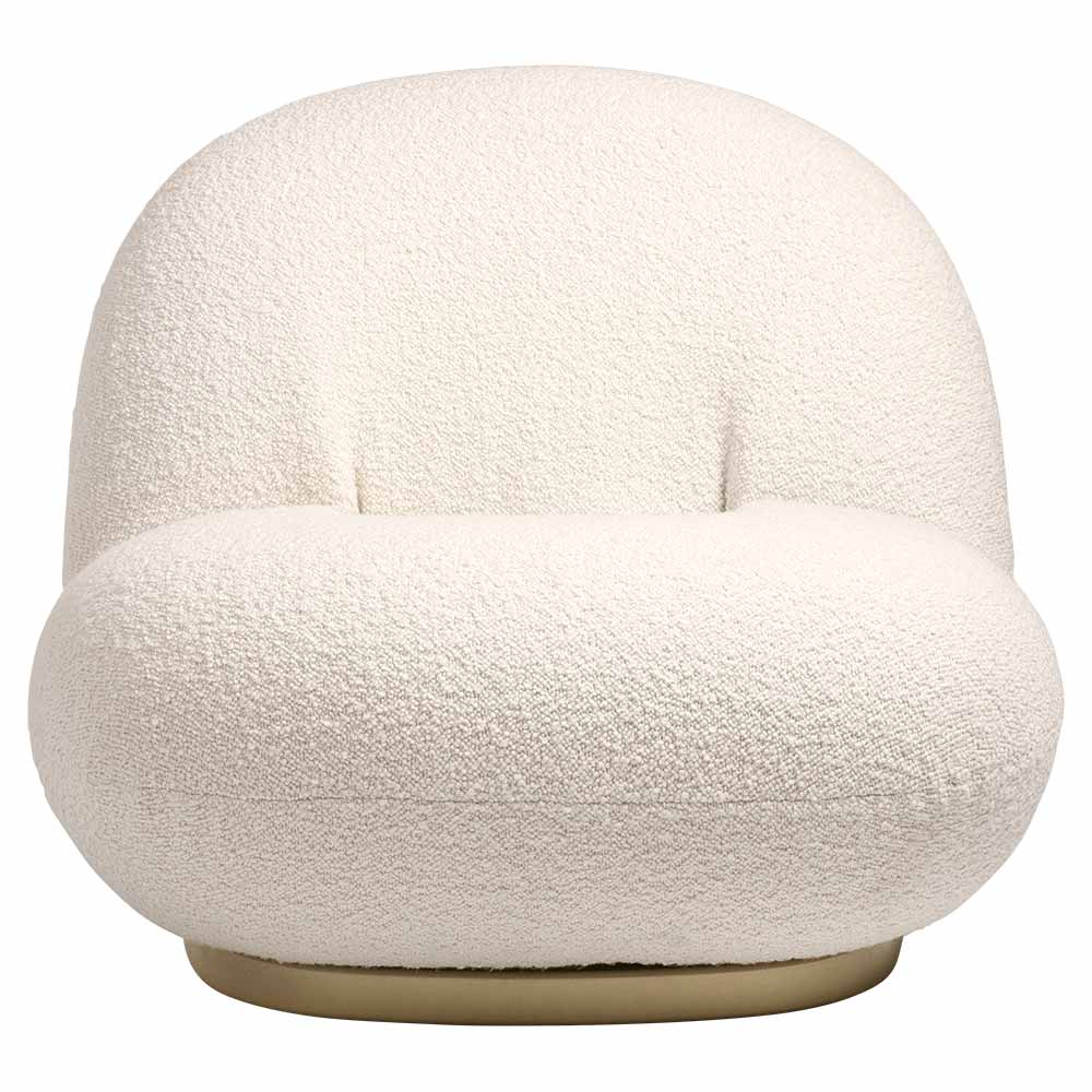 Quick Ship Pacha Lounge Chair - Dedar Karakorum 001, Pearl Gold Returning Swivel Base