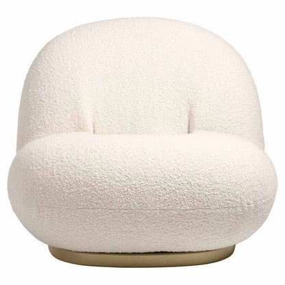 Quick Ship Pacha Lounge Chair - Dedar Karakorum 001, Pearl Gold Returning Swivel Base