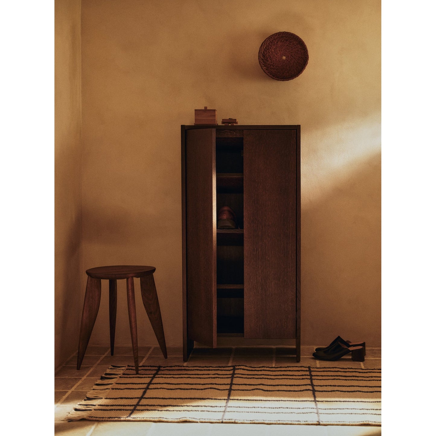 Parcel Hallway Cabinet - 43"H, Dark Stained Oak