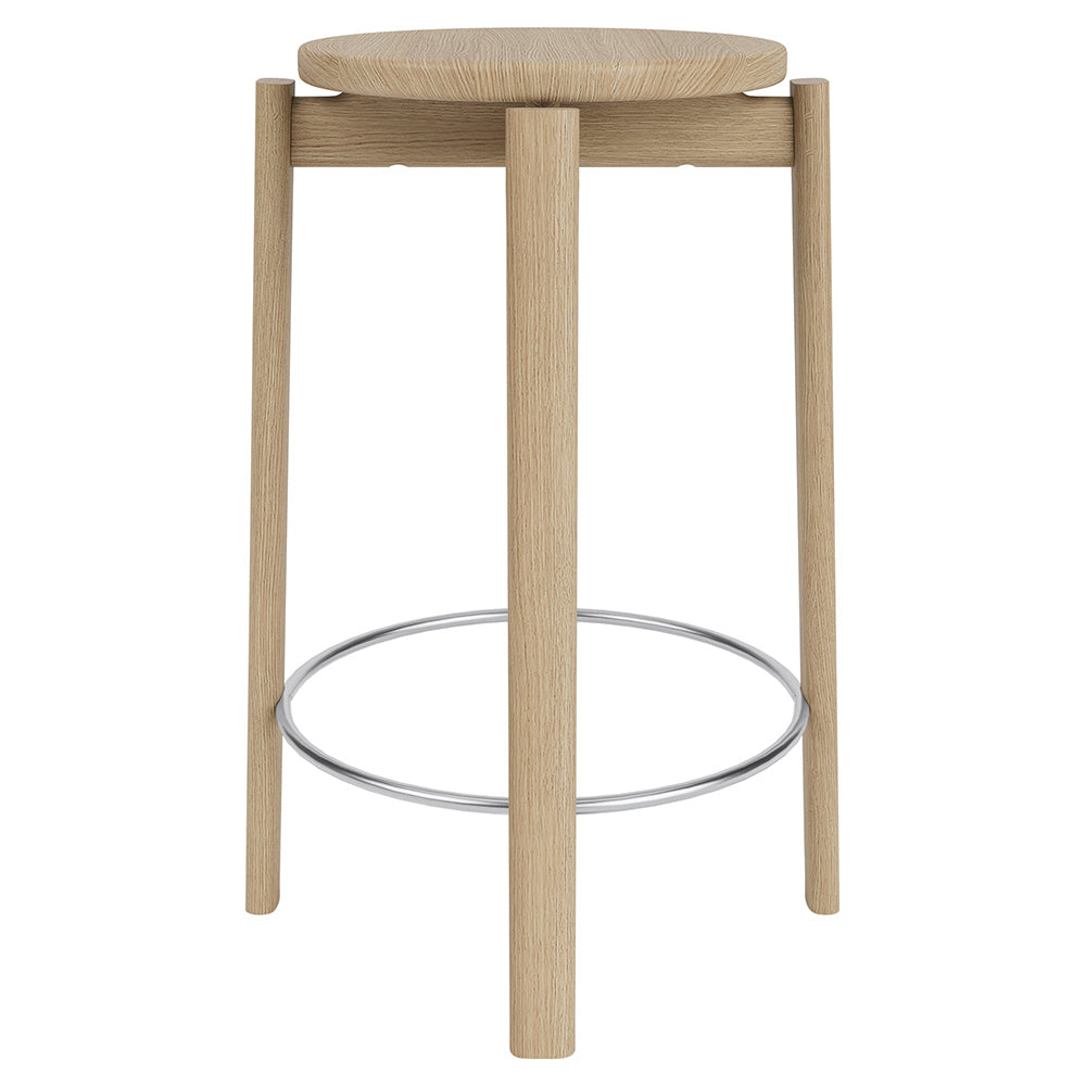 Passage Bar Counter Stool - Natural Oak, Steel Ring