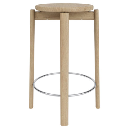 Passage Bar Counter Stool - Natural Oak, Steel Ring