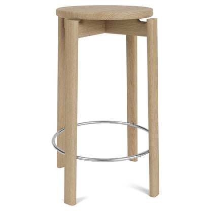 Passage Bar Counter Stool - Natural Oak, Steel Ring