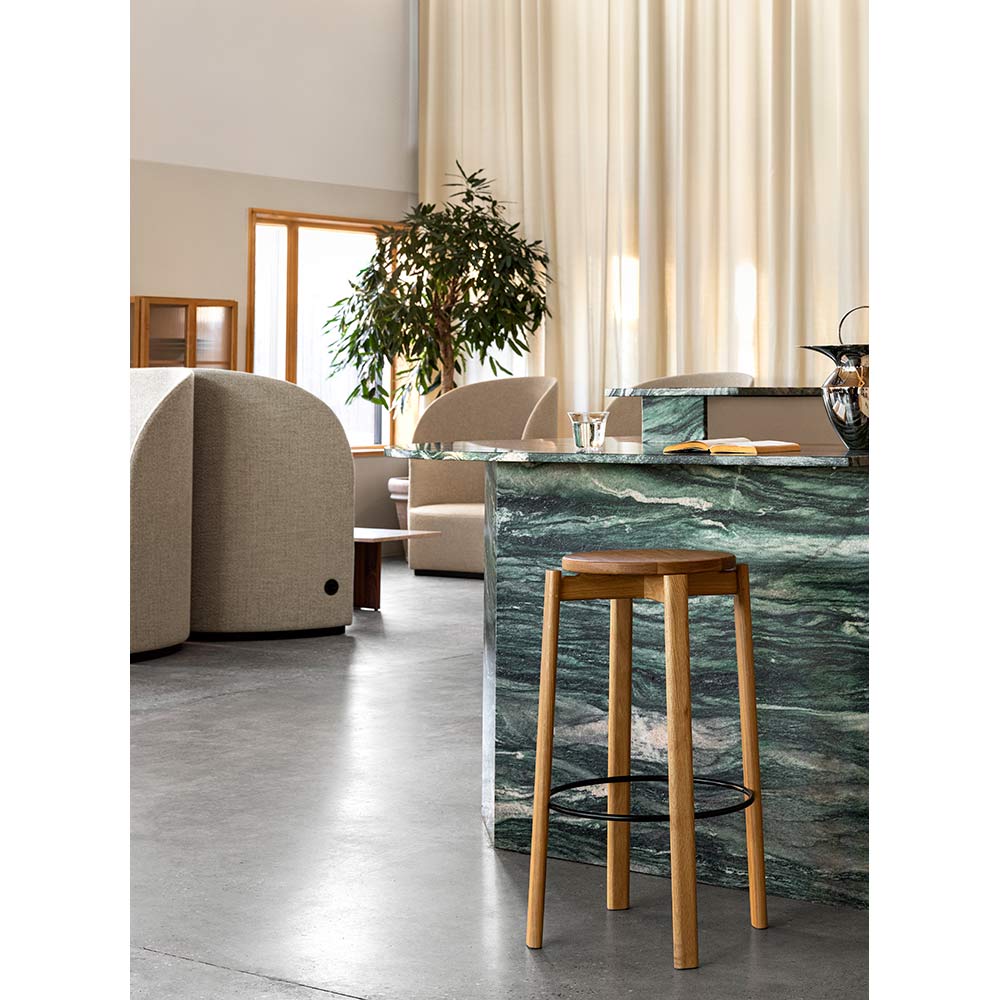 Passage Bar Counter Stool - Natural Oak, Steel Ring