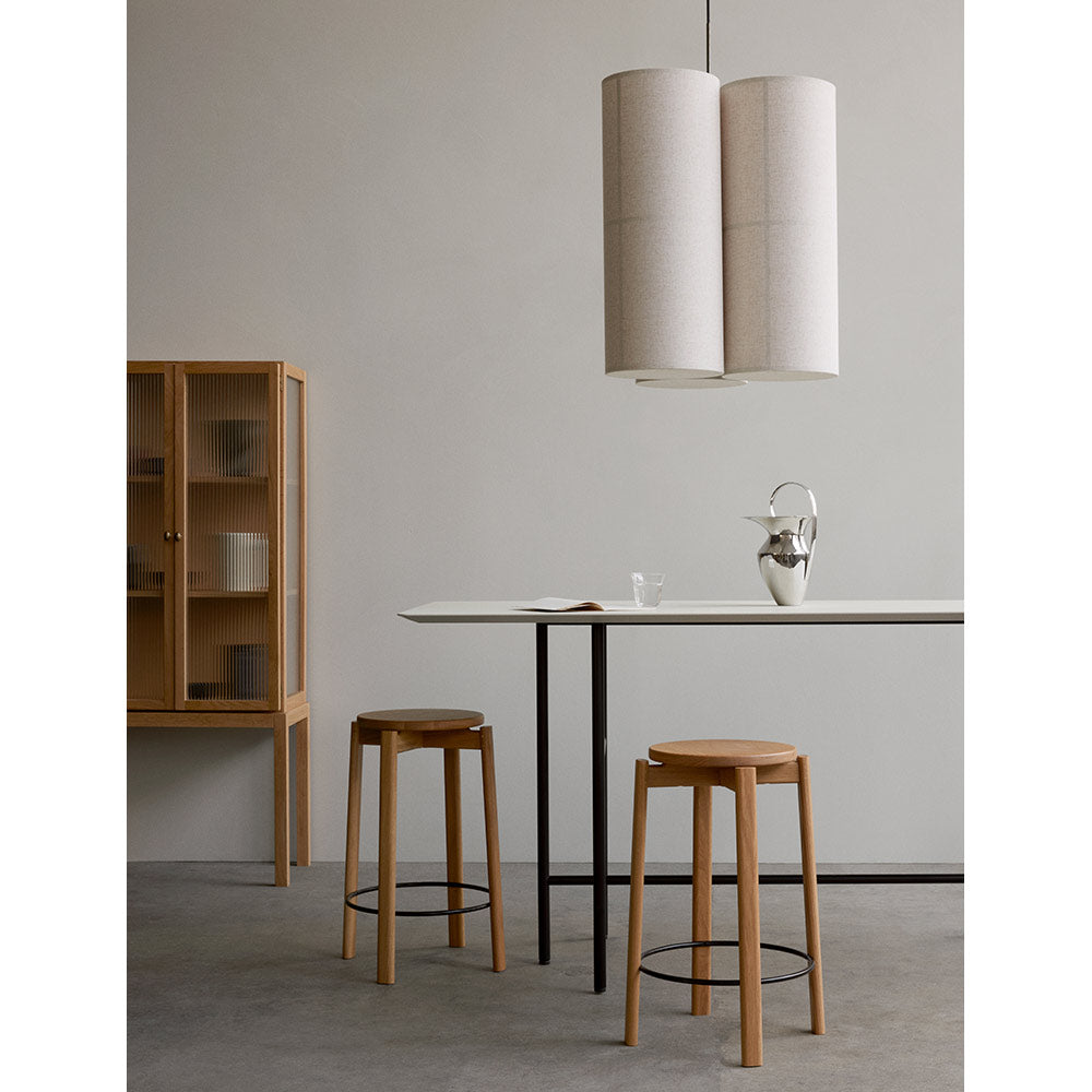 Passage Bar Counter Stool - Natural Oak, Steel Ring