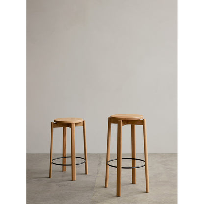 Passage Bar Counter Stool - Natural Oak, Steel Ring