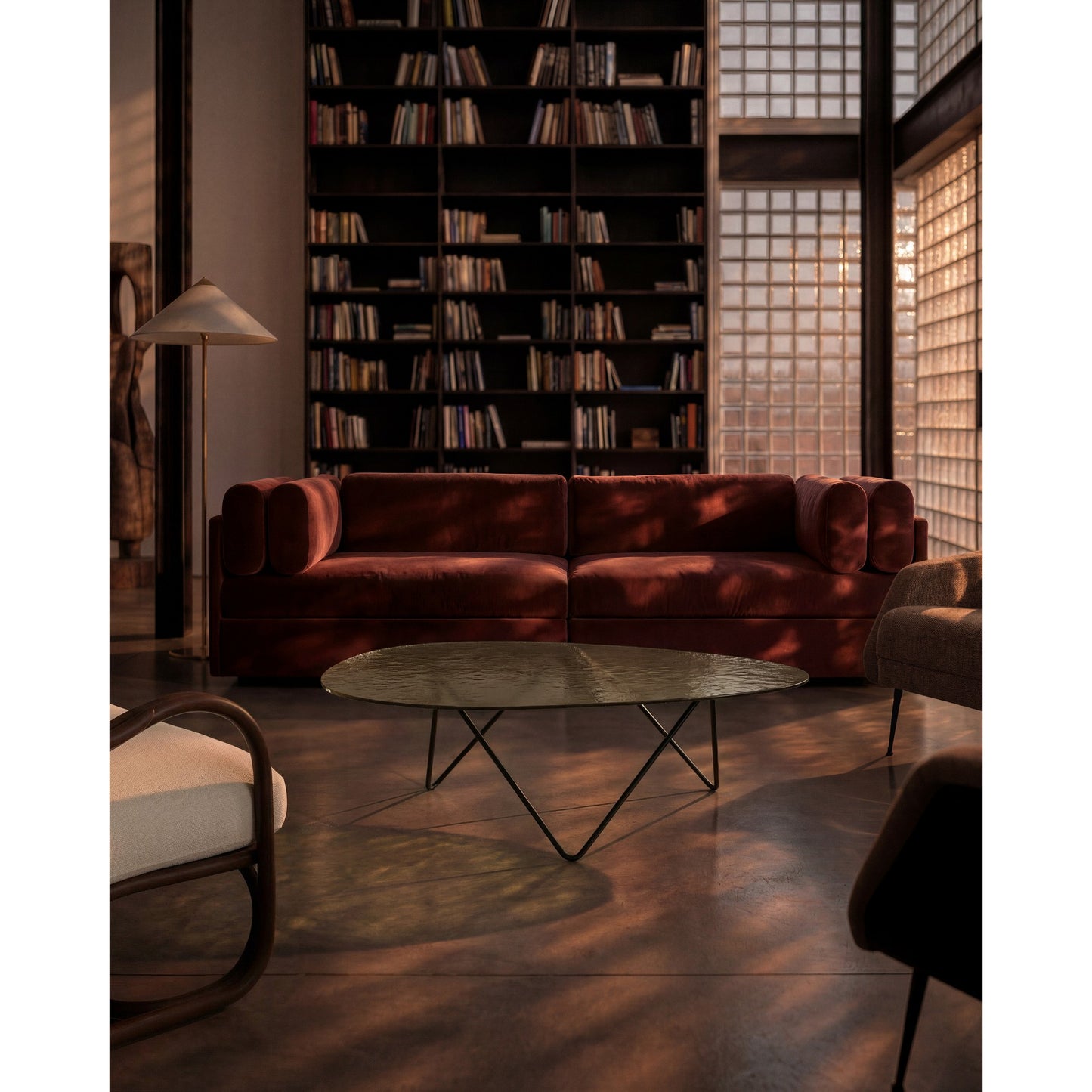 Pedrera Coffee Table - Transparent Glass, Black Base