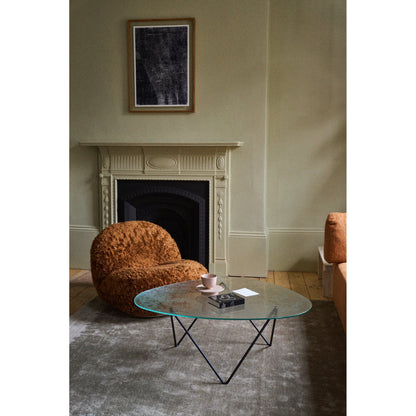 Pedrera Coffee Table - Transparent Glass, Black Base