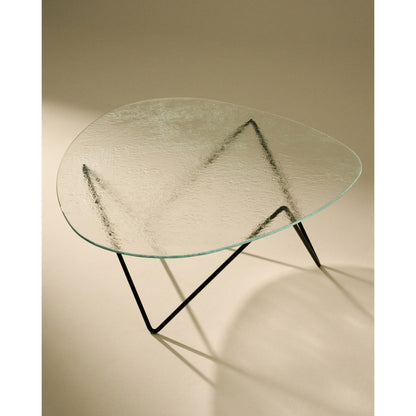 Pedrera Coffee Table - Transparent Glass, Black Base