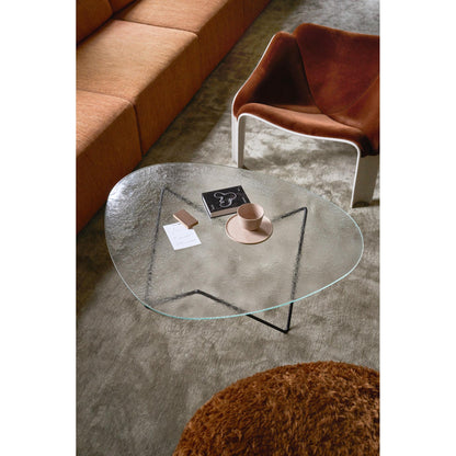 Pedrera Coffee Table - Transparent Glass, Black Base
