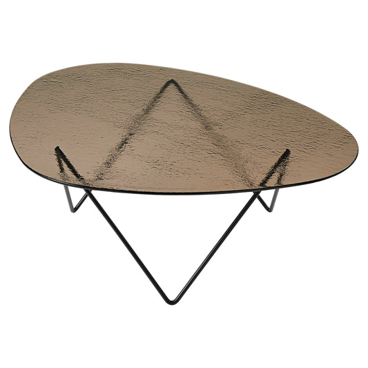 Pedrera Coffee Table - Bronze Structured Glass, Black Base