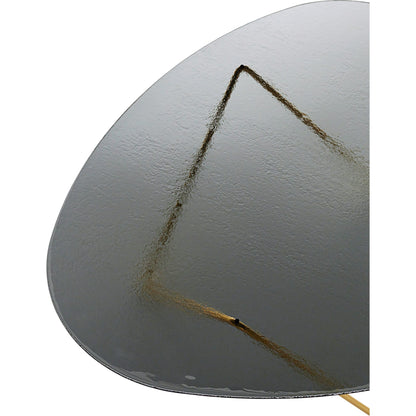 Pedrera Coffee Table - Smoke Structured Glass, Brass Base