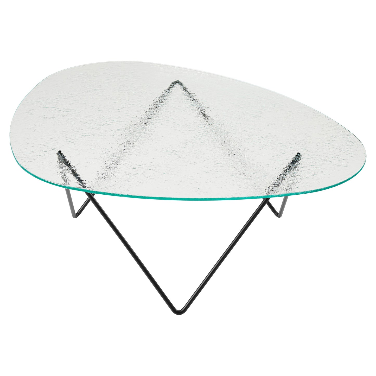 Pedrera Coffee Table - Transparent Structured Glass, Black Base