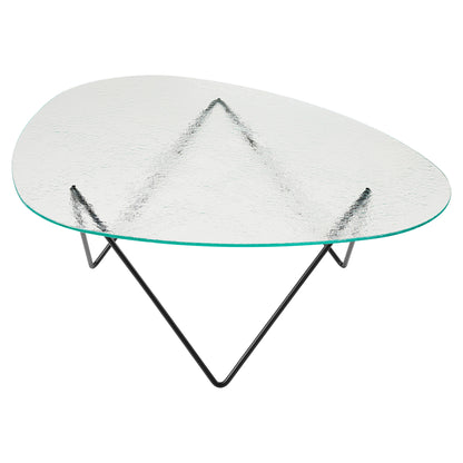 Pedrera Coffee Table - Transparent Structured Glass, Black Base