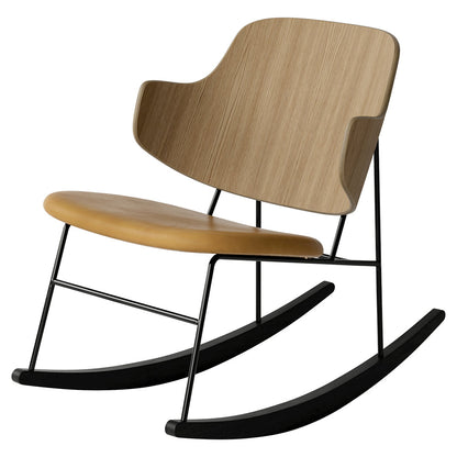 Penguin Seat Upholstered Rocking Chair - Natural Oak